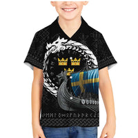 Sweden Viking Drakkar Family Matching Mermaid Dress and Hawaiian Shirt Viking Blood - Wonder Print Shop