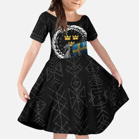 Sweden Viking Drakkar Family Matching Off The Shoulder Long Sleeve Dress and Hawaiian Shirt Viking Blood - Wonder Print Shop