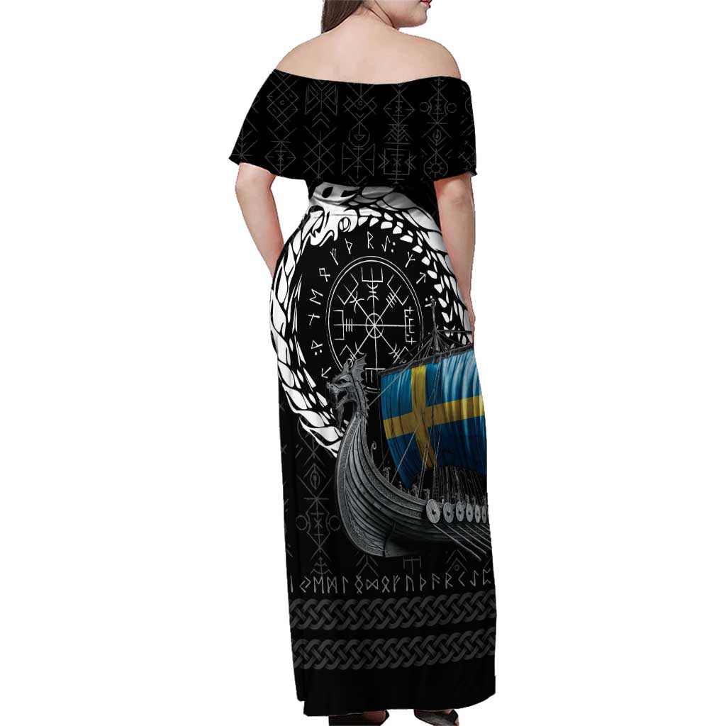 Sweden Viking Drakkar Family Matching Off Shoulder Maxi Dress and Hawaiian Shirt Viking Blood - Wonder Print Shop