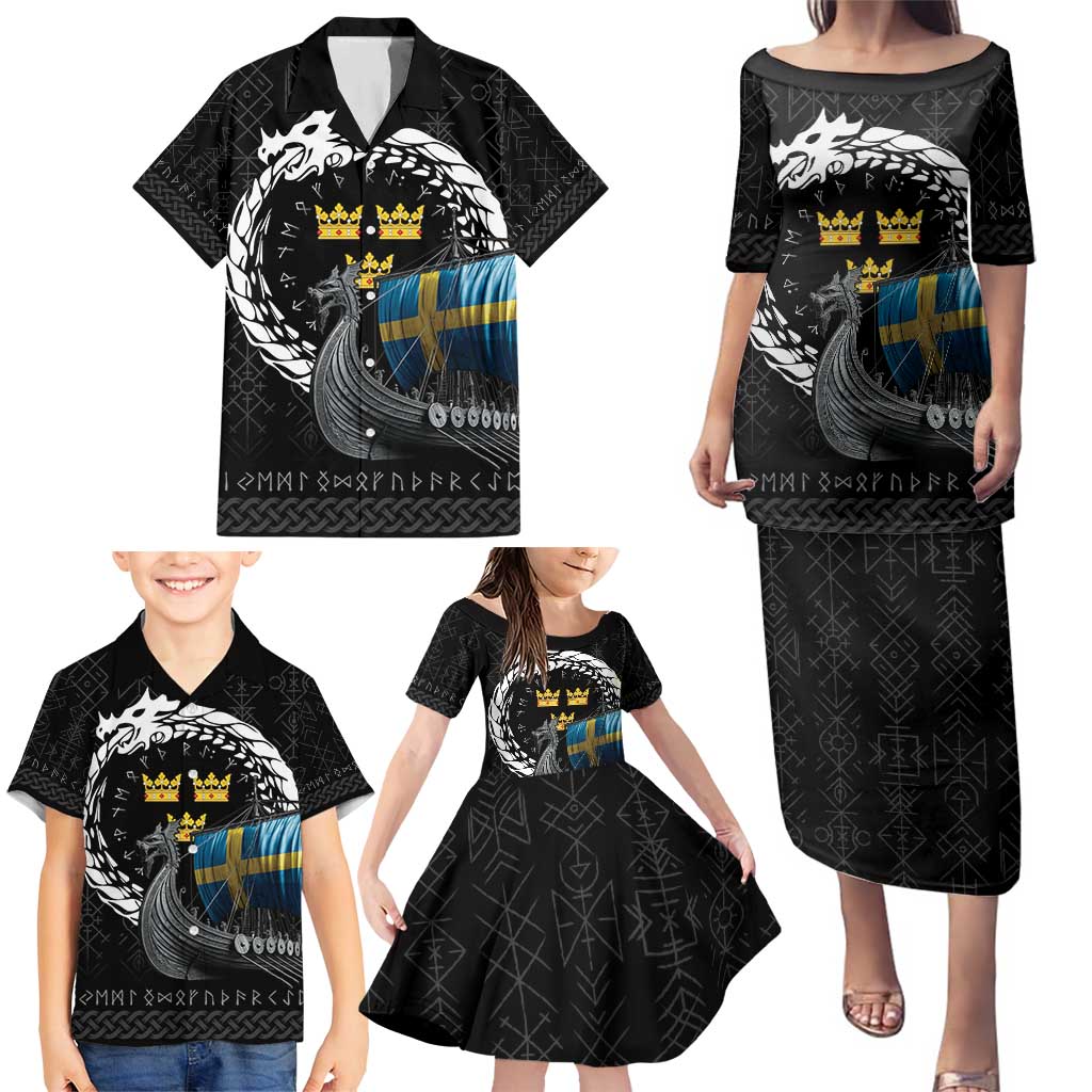 Sweden Viking Drakkar Family Matching Puletasi and Hawaiian Shirt Viking Blood - Wonder Print Shop
