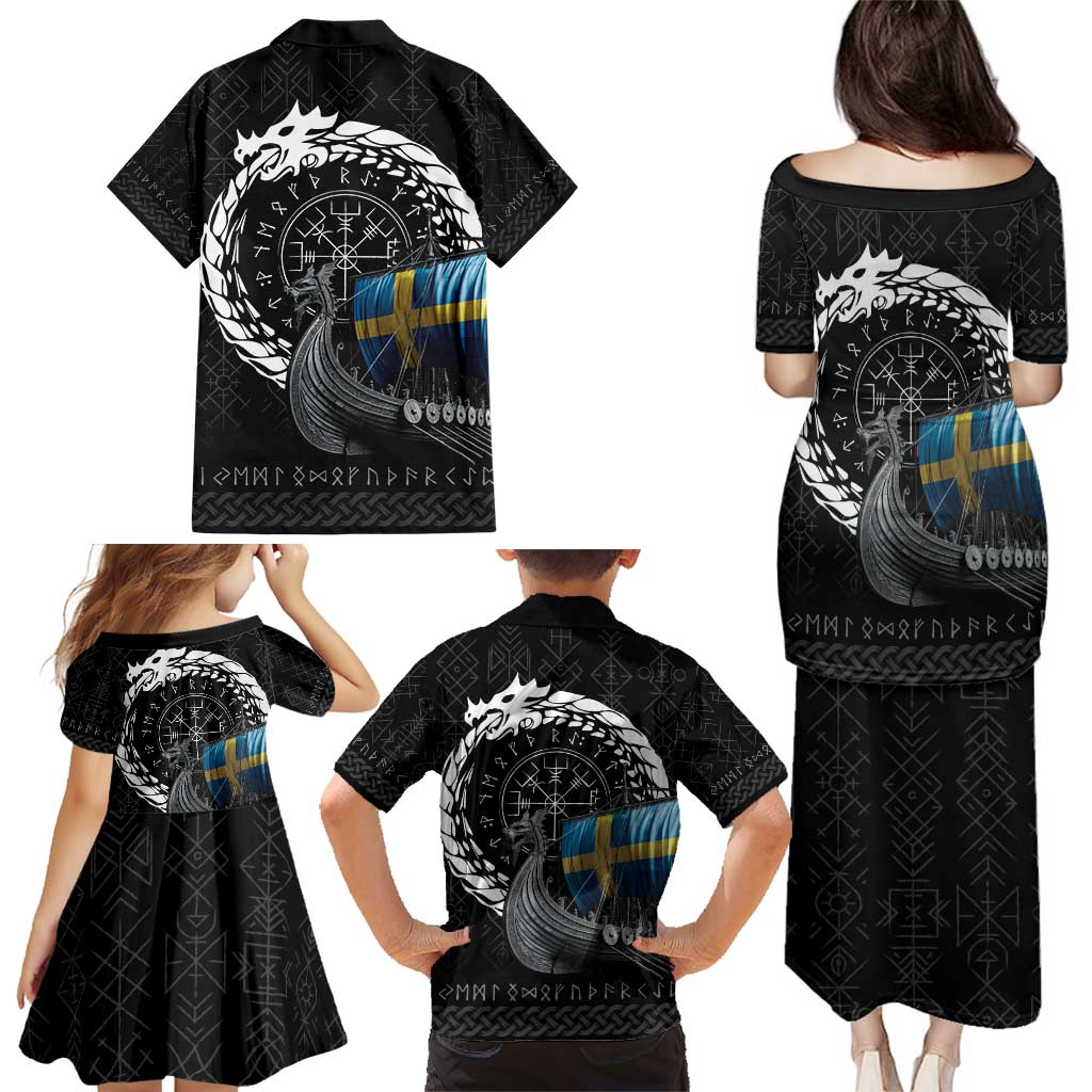 Sweden Viking Drakkar Family Matching Puletasi and Hawaiian Shirt Viking Blood - Wonder Print Shop