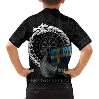 Sweden Viking Drakkar Family Matching Short Sleeve Bodycon Dress and Hawaiian Shirt Viking Blood - Wonder Print Shop