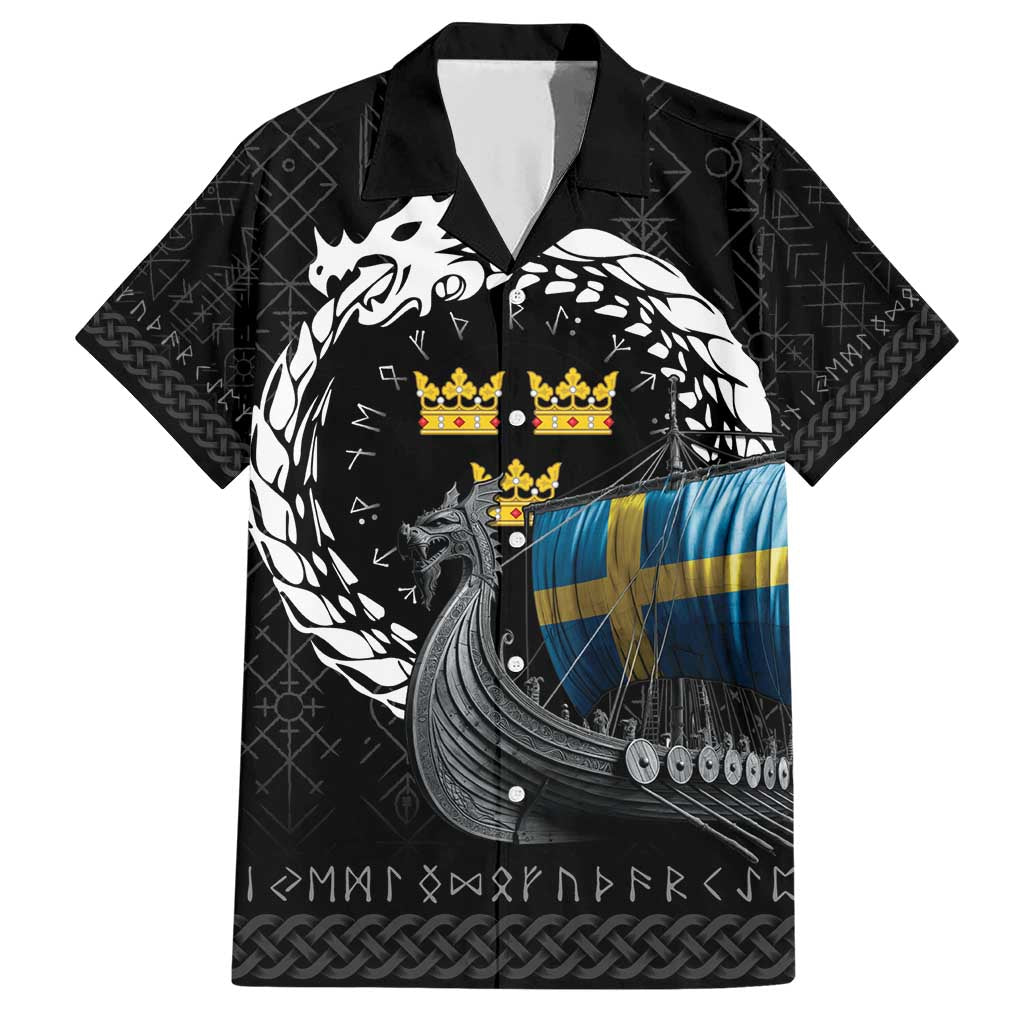 Sweden Viking Drakkar Family Matching Short Sleeve Bodycon Dress and Hawaiian Shirt Viking Blood - Wonder Print Shop