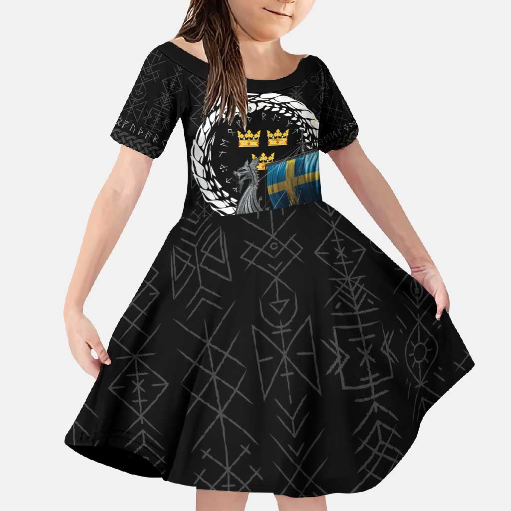 Sweden Viking Drakkar Family Matching Summer Maxi Dress and Hawaiian Shirt Viking Blood - Wonder Print Shop