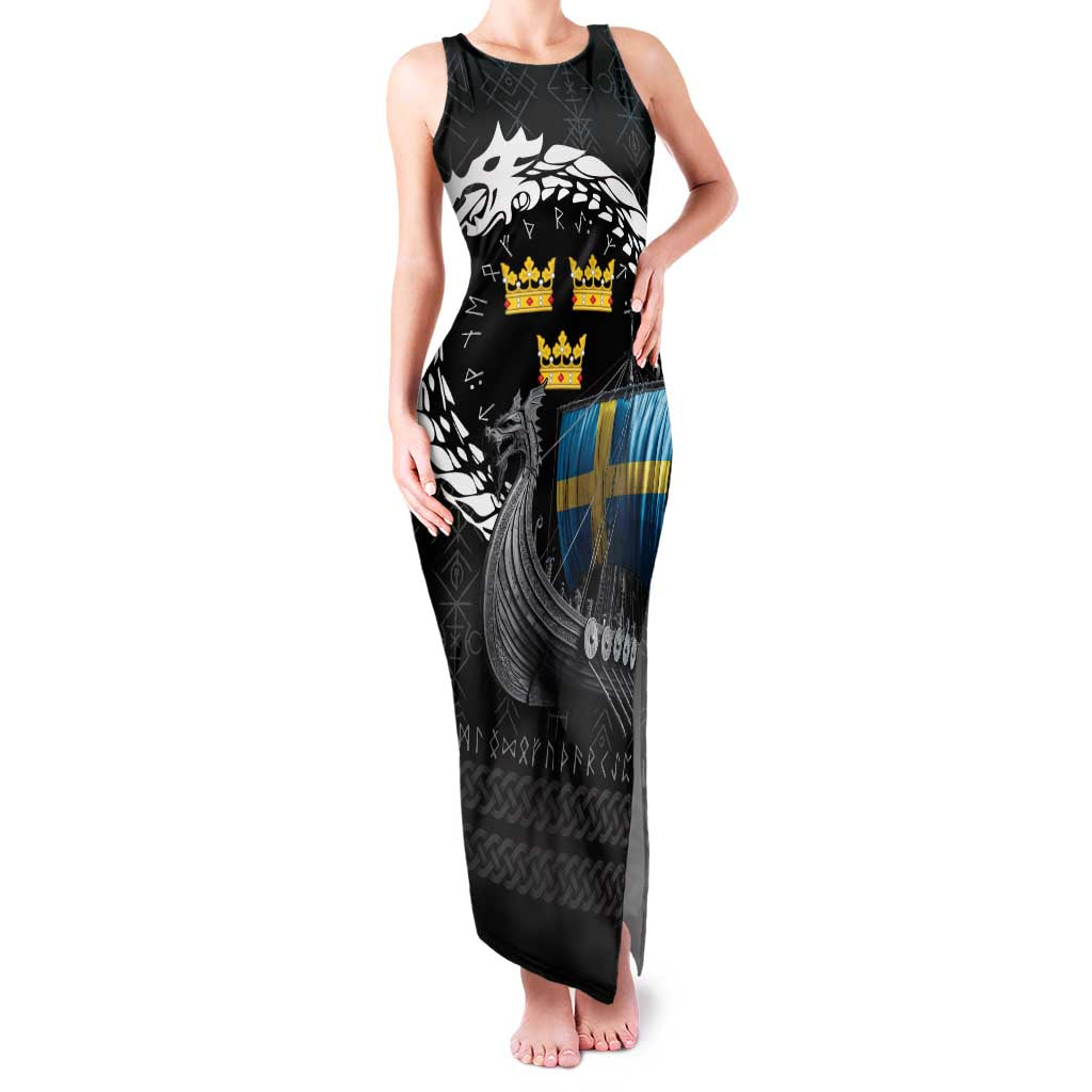 Sweden Viking Drakkar Family Matching Tank Maxi Dress and Hawaiian Shirt Viking Blood - Wonder Print Shop