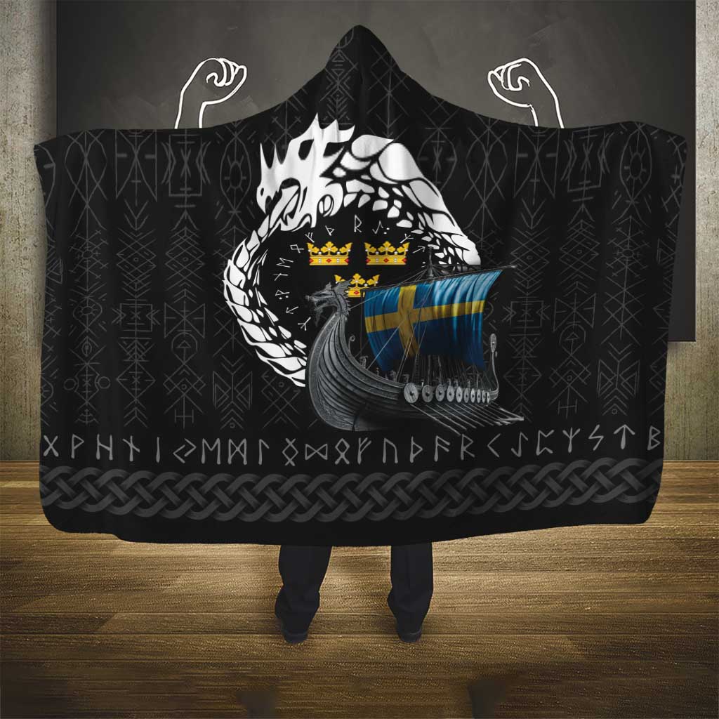 Sweden Viking Drakkar Hooded Blanket Viking Blood - Wonder Print Shop