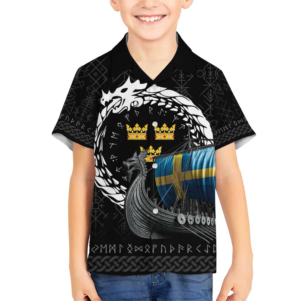 Sweden Viking Drakkar Kid Hawaiian Shirt Viking Blood - Wonder Print Shop