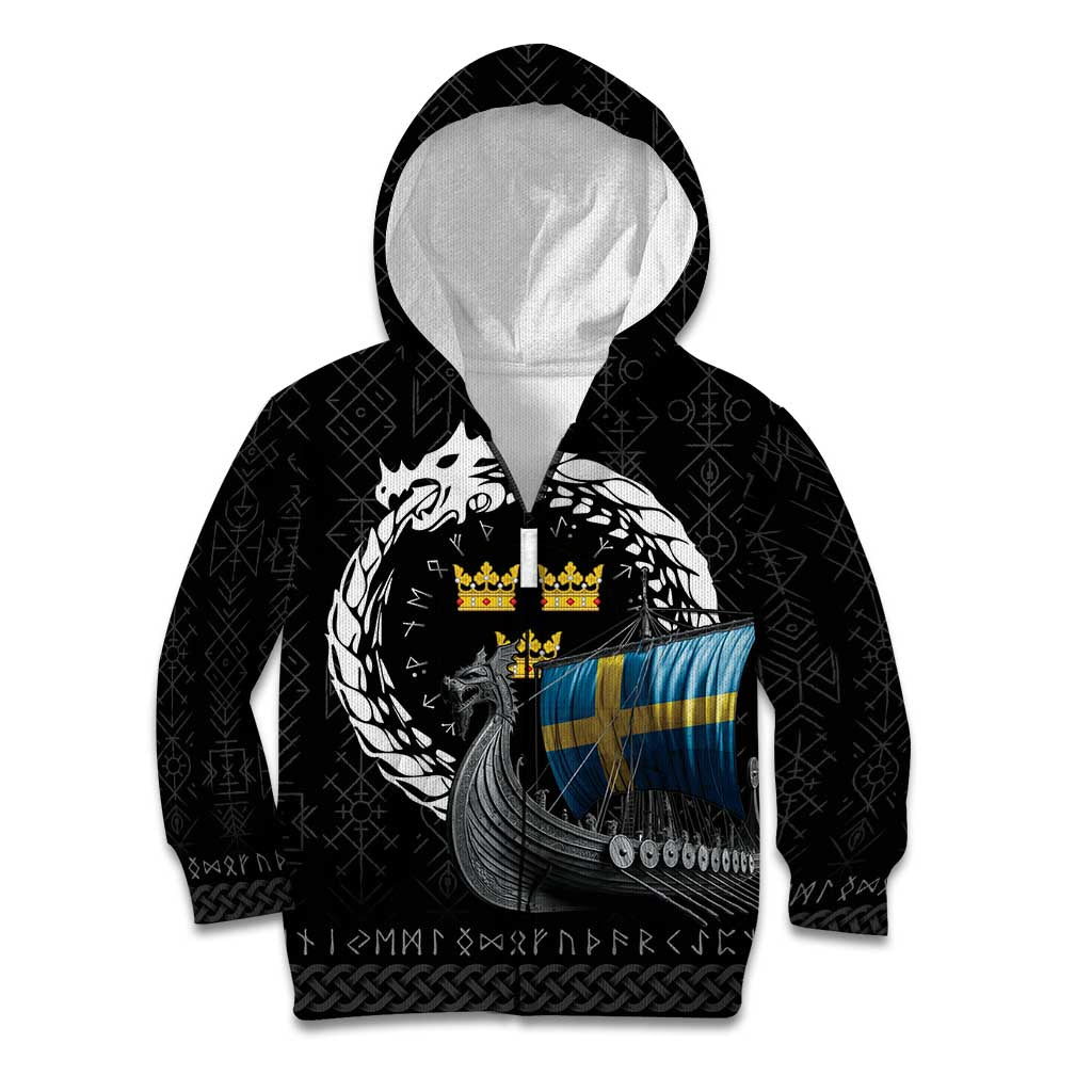 Sweden Viking Drakkar Kid Hoodie Viking Blood - Wonder Print Shop