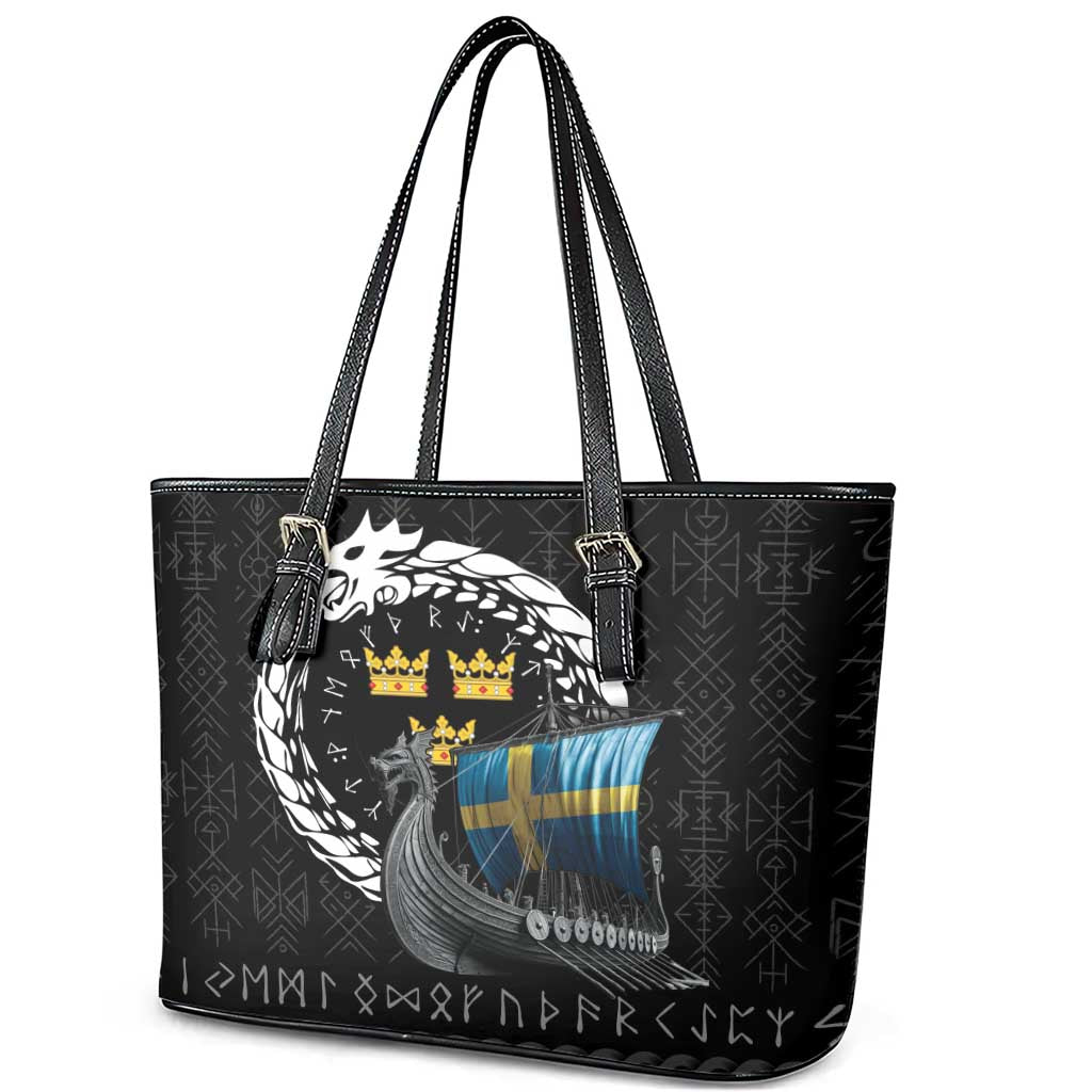 Sweden Viking Drakkar Leather Tote Bag Viking Blood - Wonder Print Shop