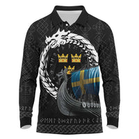 Sweden Viking Drakkar Long Sleeve Polo Shirt Viking Blood - Wonder Print Shop