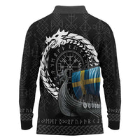 Sweden Viking Drakkar Long Sleeve Polo Shirt Viking Blood - Wonder Print Shop