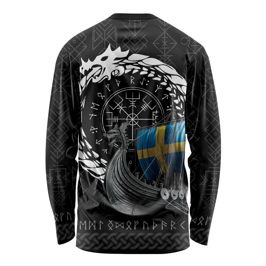 Sweden Viking Drakkar Long Sleeve Shirt Viking Blood - Wonder Print Shop