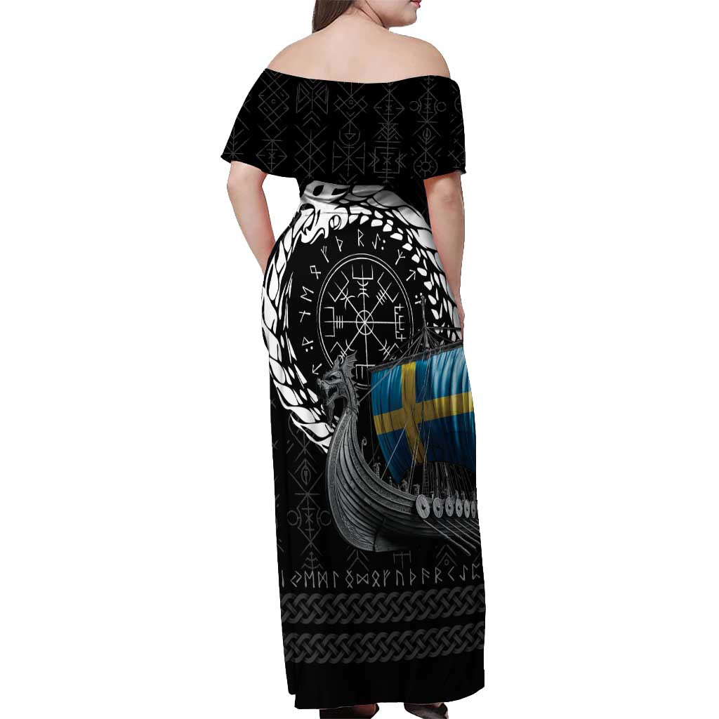 Sweden Viking Drakkar Off Shoulder Maxi Dress Viking Blood - Wonder Print Shop