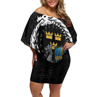 Sweden Viking Drakkar Off Shoulder Short Dress Viking Blood - Wonder Print Shop
