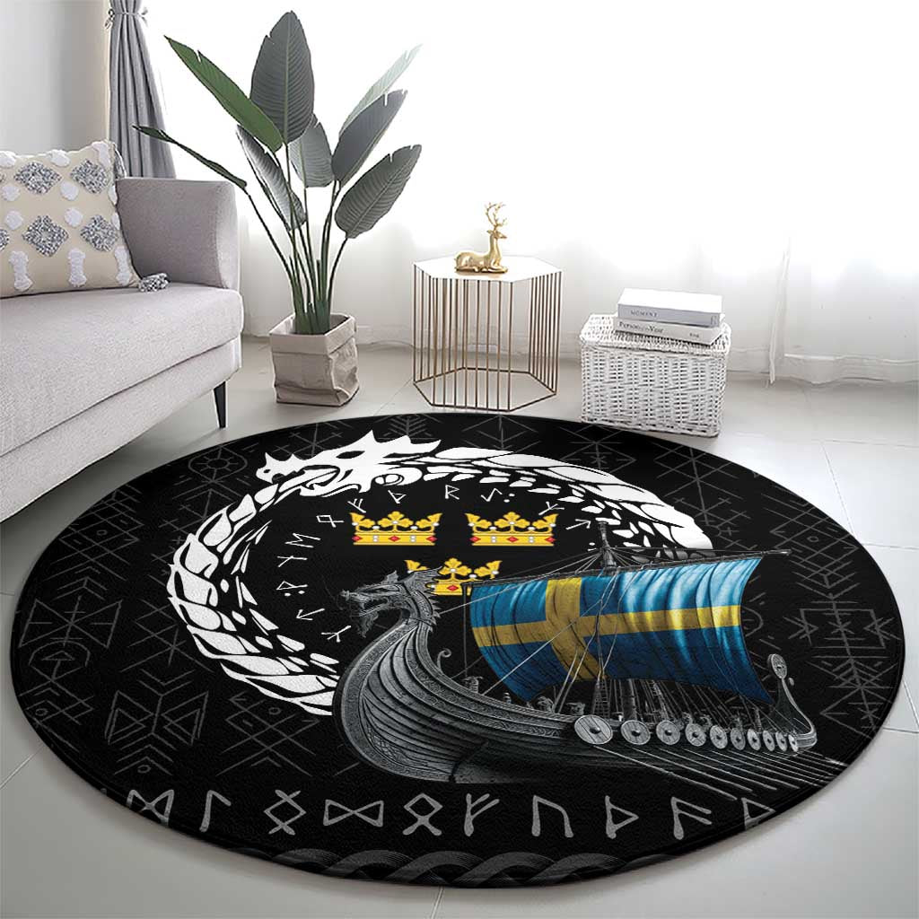 Sweden Viking Drakkar Round Carpet Viking Blood - Wonder Print Shop