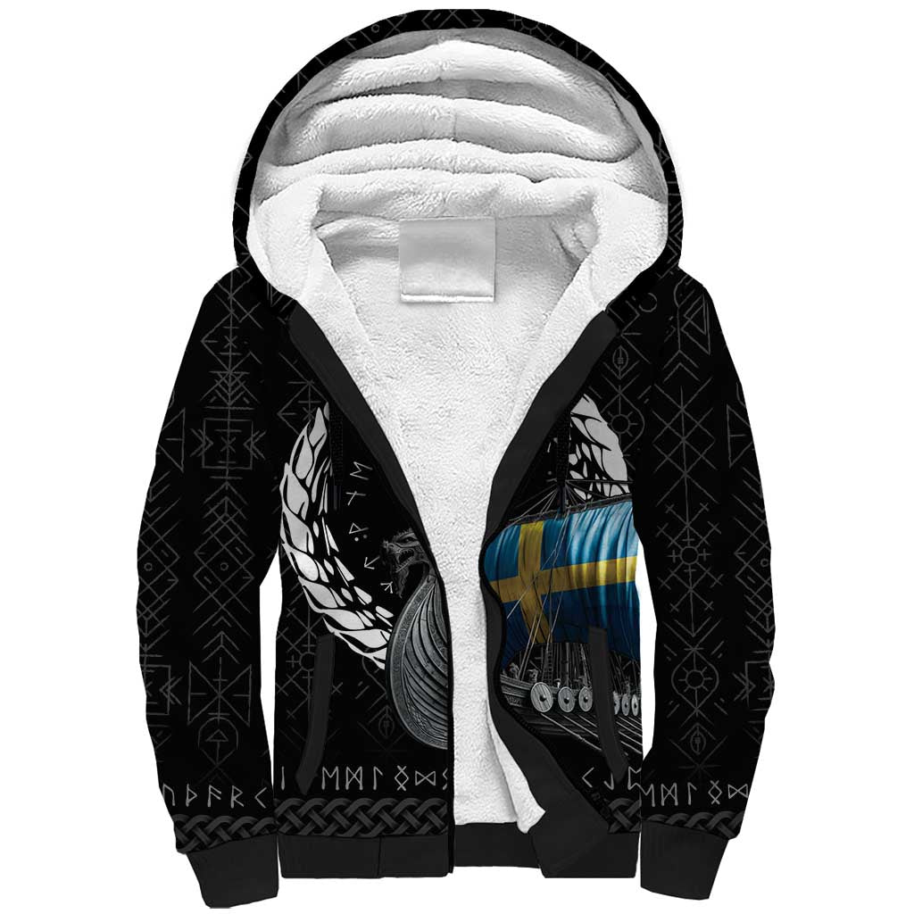 Sweden Viking Drakkar Sherpa Hoodie Viking Blood - Wonder Print Shop