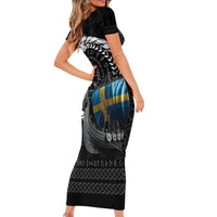 Sweden Viking Drakkar Short Sleeve Bodycon Dress Viking Blood - Wonder Print Shop