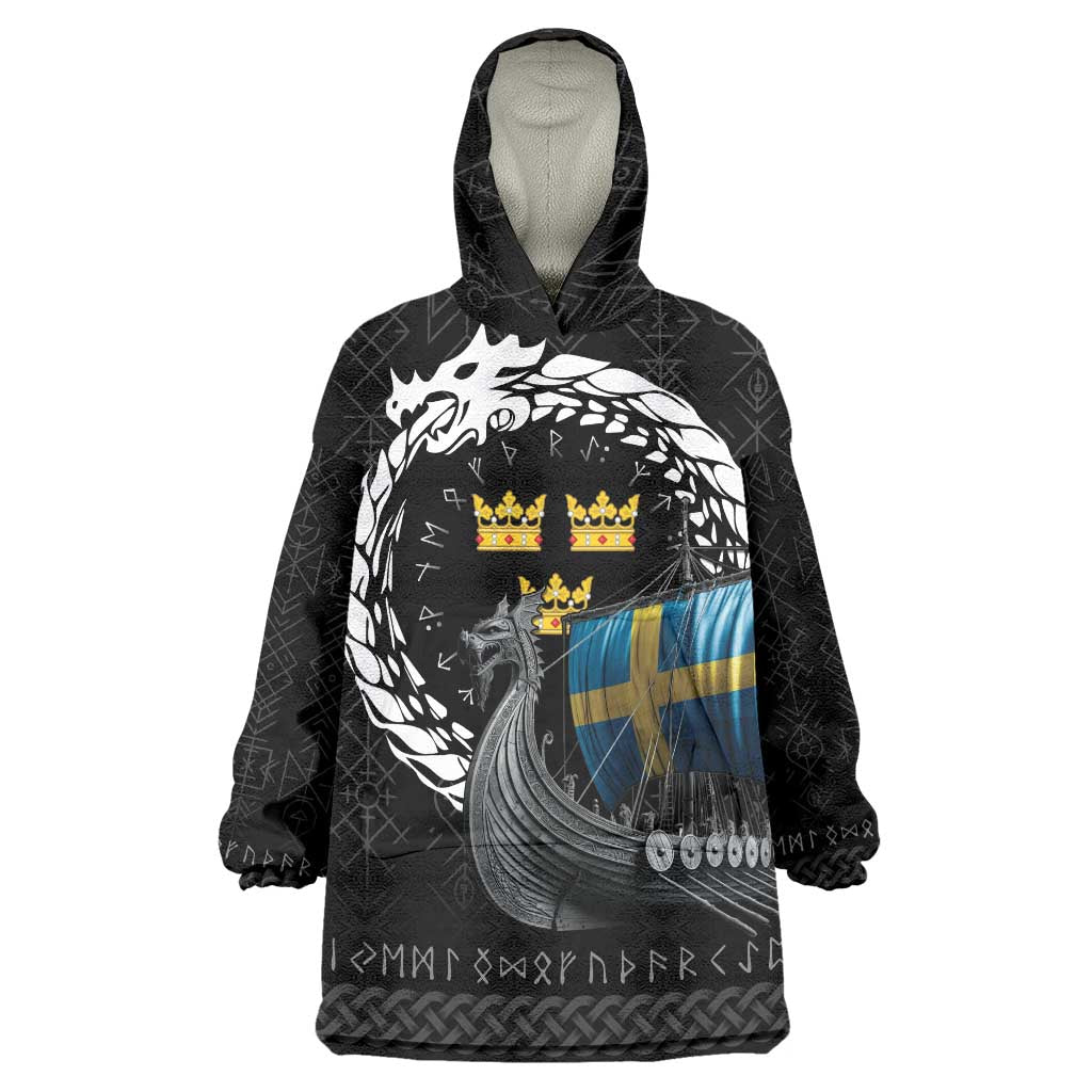 Sweden Viking Drakkar Wearable Blanket Hoodie Viking Blood - Wonder Print Shop