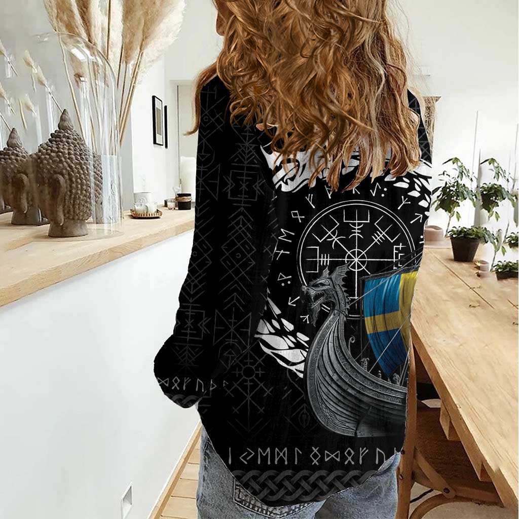 Sweden Viking Drakkar Women Casual Shirt Viking Blood - Wonder Print Shop