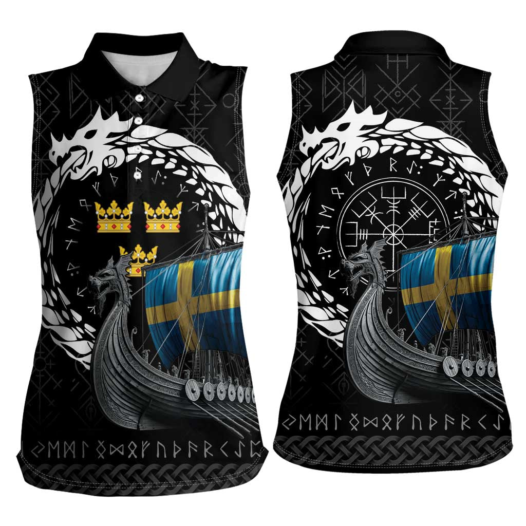 Sweden Viking Drakkar Women Sleeveless Polo Shirt Viking Blood - Wonder Print Shop
