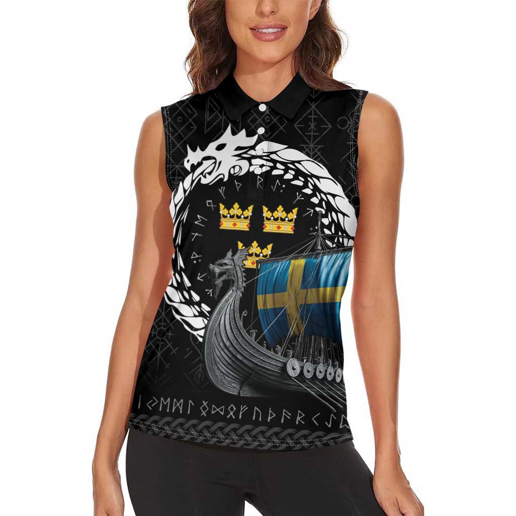 Sweden Viking Drakkar Women Sleeveless Polo Shirt Viking Blood - Wonder Print Shop
