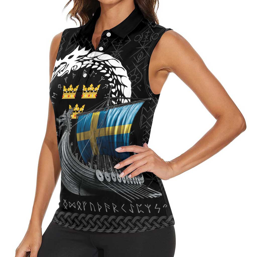 Sweden Viking Drakkar Women Sleeveless Polo Shirt Viking Blood - Wonder Print Shop