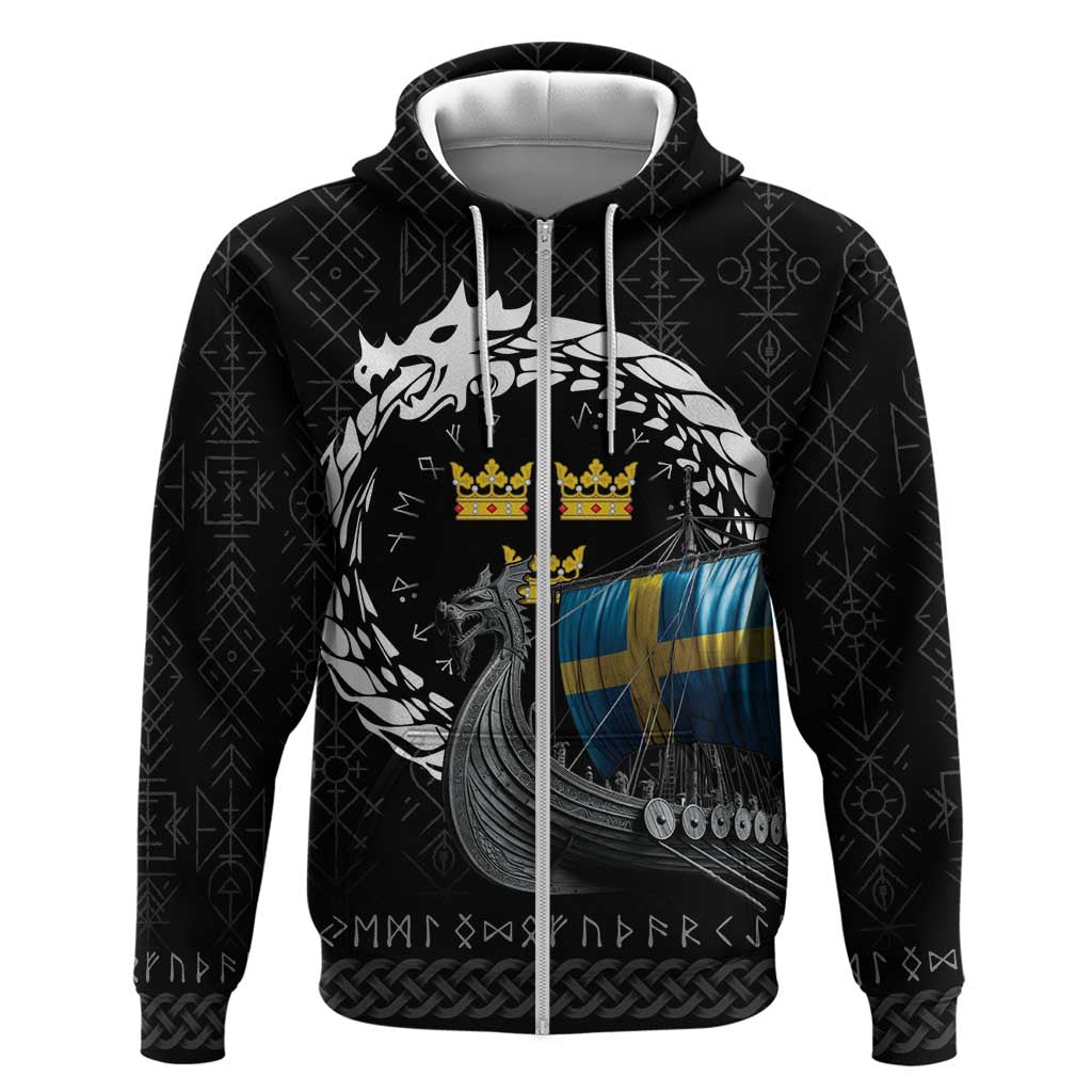 Sweden Viking Drakkar Zip Hoodie Viking Blood - Wonder Print Shop