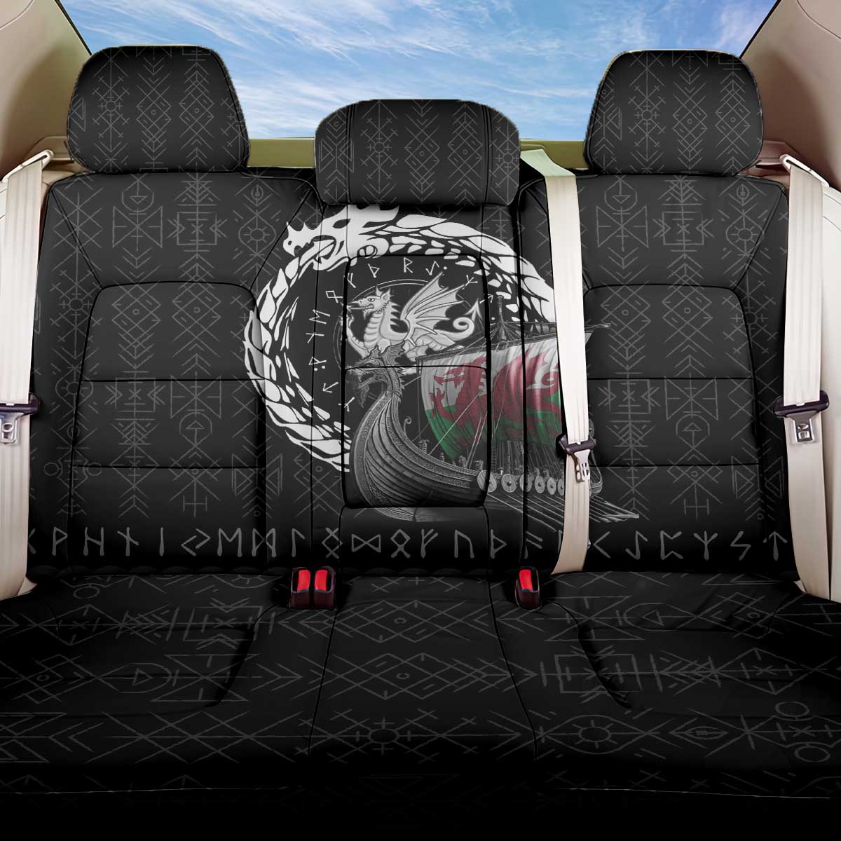 Wales Viking Drakkar Back Car Seat Cover Viking Blood - Wonder Print Shop