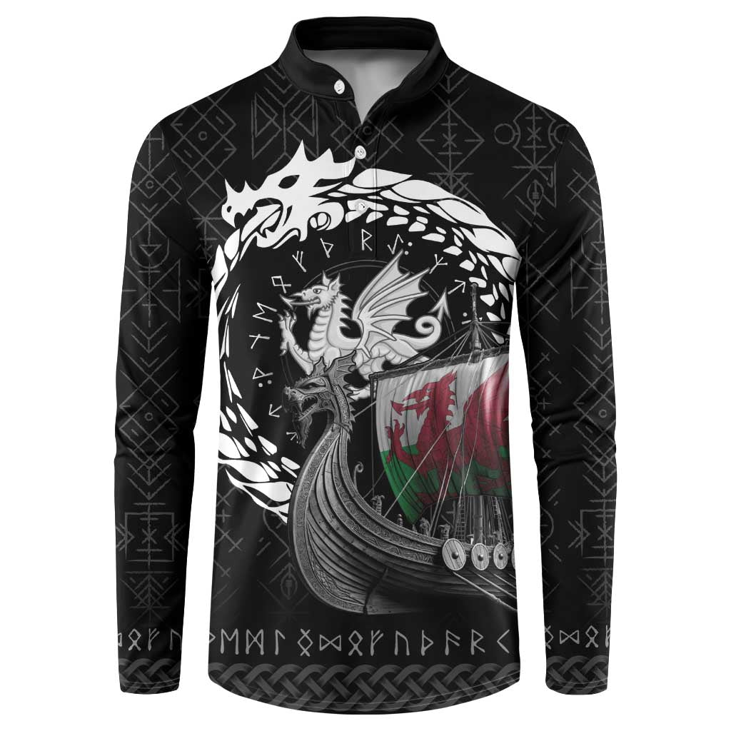 Wales Viking Drakkar Button Sweatshirt Viking Blood - Wonder Print Shop