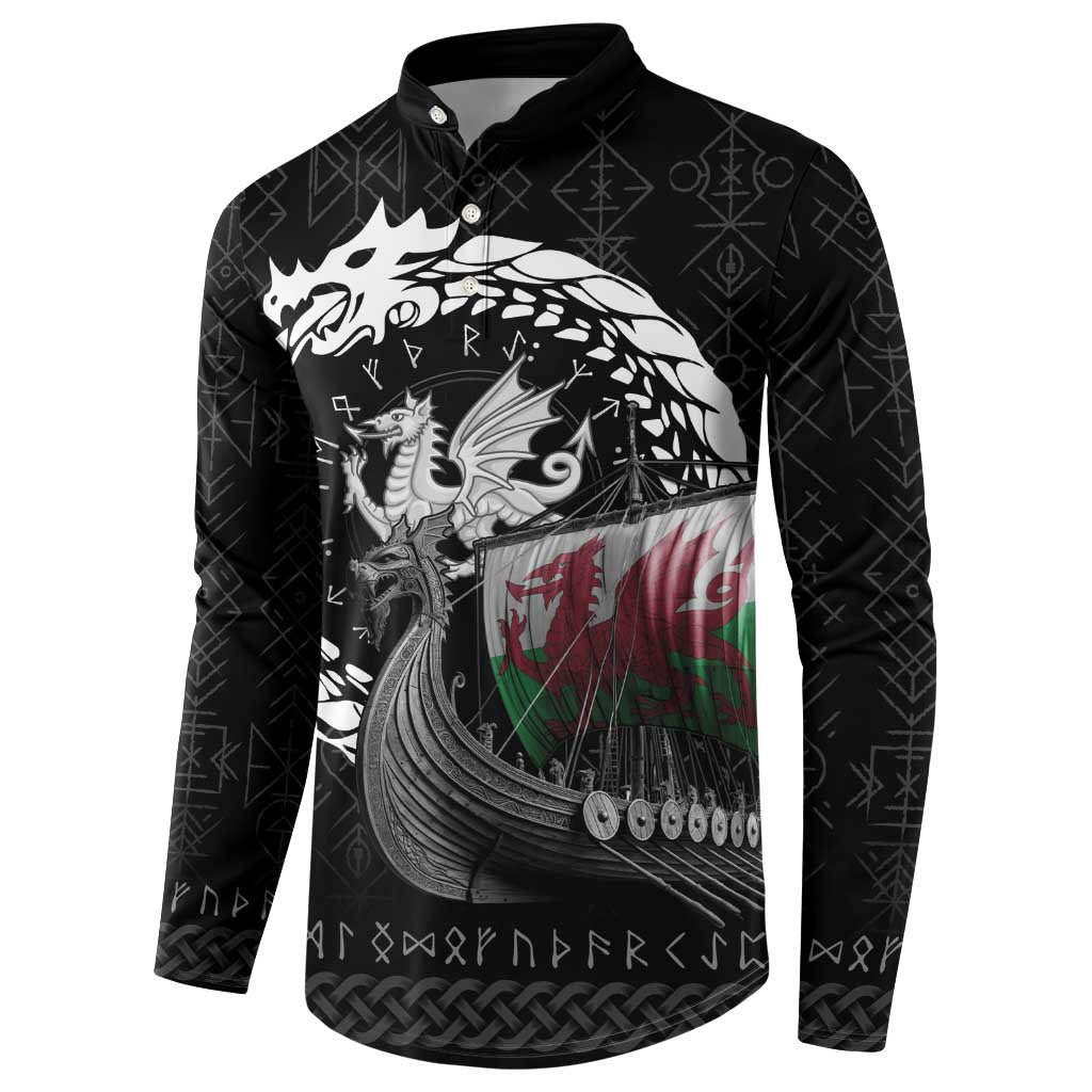Wales Viking Drakkar Button Sweatshirt Viking Blood - Wonder Print Shop