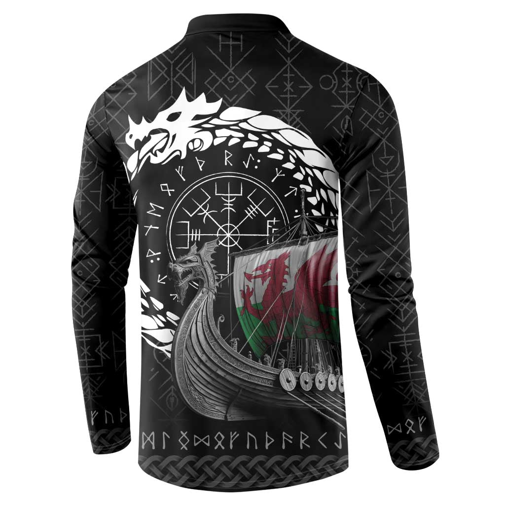 Wales Viking Drakkar Button Sweatshirt Viking Blood - Wonder Print Shop