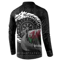 Wales Viking Drakkar Button Sweatshirt Viking Blood - Wonder Print Shop