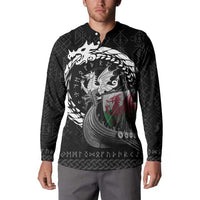 Wales Viking Drakkar Button Sweatshirt Viking Blood - Wonder Print Shop