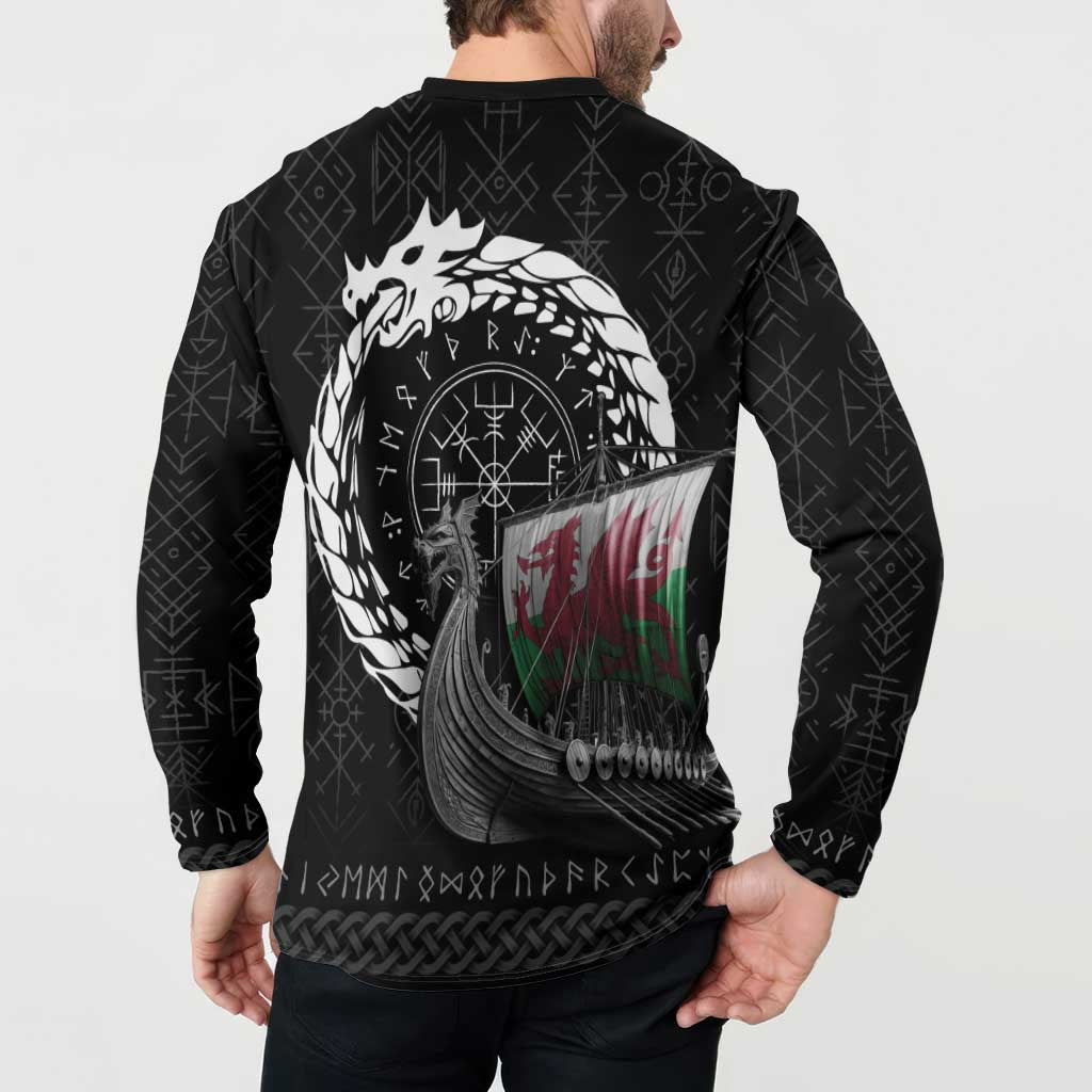 Wales Viking Drakkar Button Sweatshirt Viking Blood - Wonder Print Shop