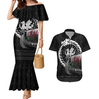 Wales Viking Drakkar Couples Matching Mermaid Dress and Hawaiian Shirt Viking Blood - Wonder Print Shop
