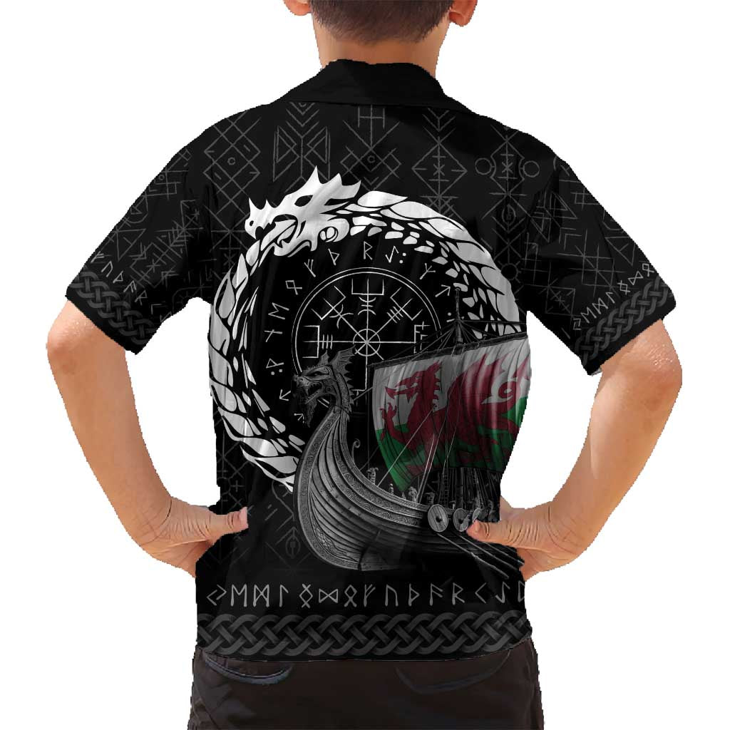 Wales Viking Drakkar Family Matching Long Sleeve Bodycon Dress and Hawaiian Shirt Viking Blood - Wonder Print Shop
