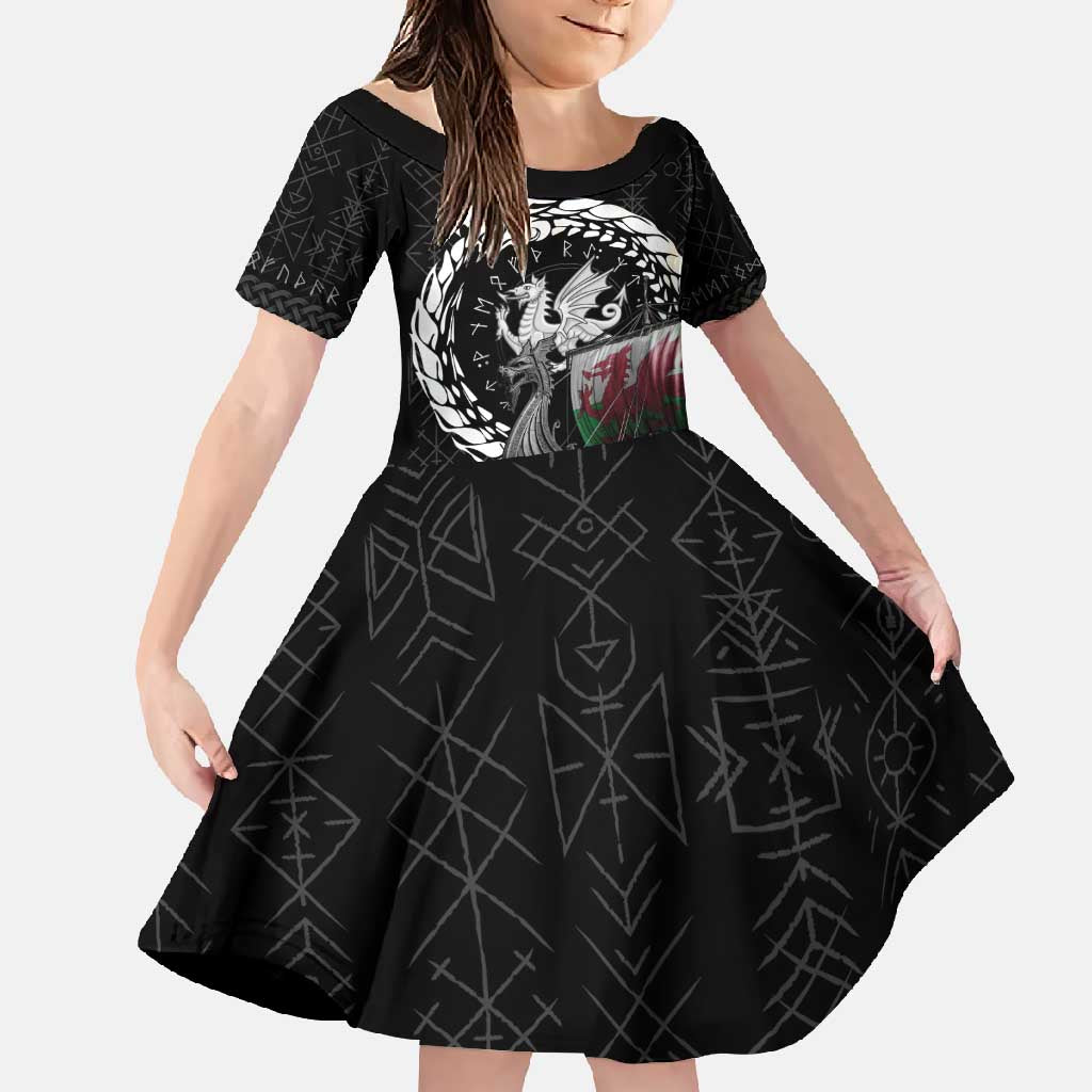 Wales Viking Drakkar Family Matching Long Sleeve Bodycon Dress and Hawaiian Shirt Viking Blood - Wonder Print Shop