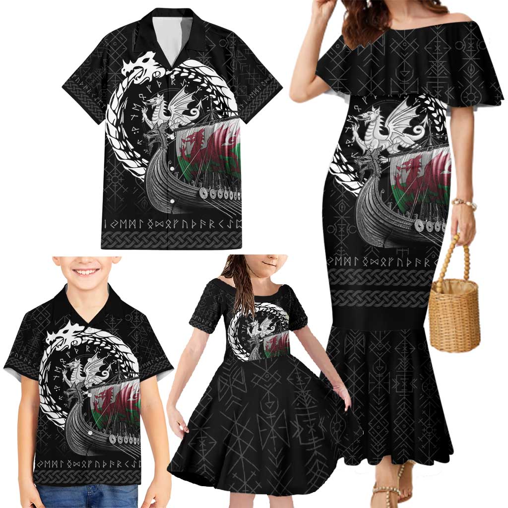 Wales Viking Drakkar Family Matching Mermaid Dress and Hawaiian Shirt Viking Blood - Wonder Print Shop