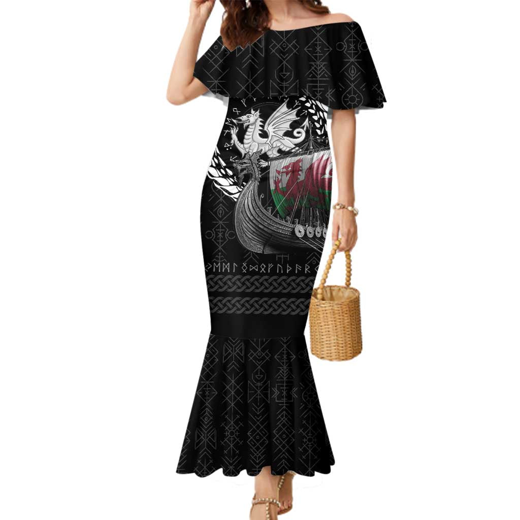 Wales Viking Drakkar Family Matching Mermaid Dress and Hawaiian Shirt Viking Blood - Wonder Print Shop