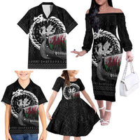 Wales Viking Drakkar Family Matching Off The Shoulder Long Sleeve Dress and Hawaiian Shirt Viking Blood - Wonder Print Shop