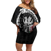 Wales Viking Drakkar Family Matching Off Shoulder Short Dress and Hawaiian Shirt Viking Blood - Wonder Print Shop