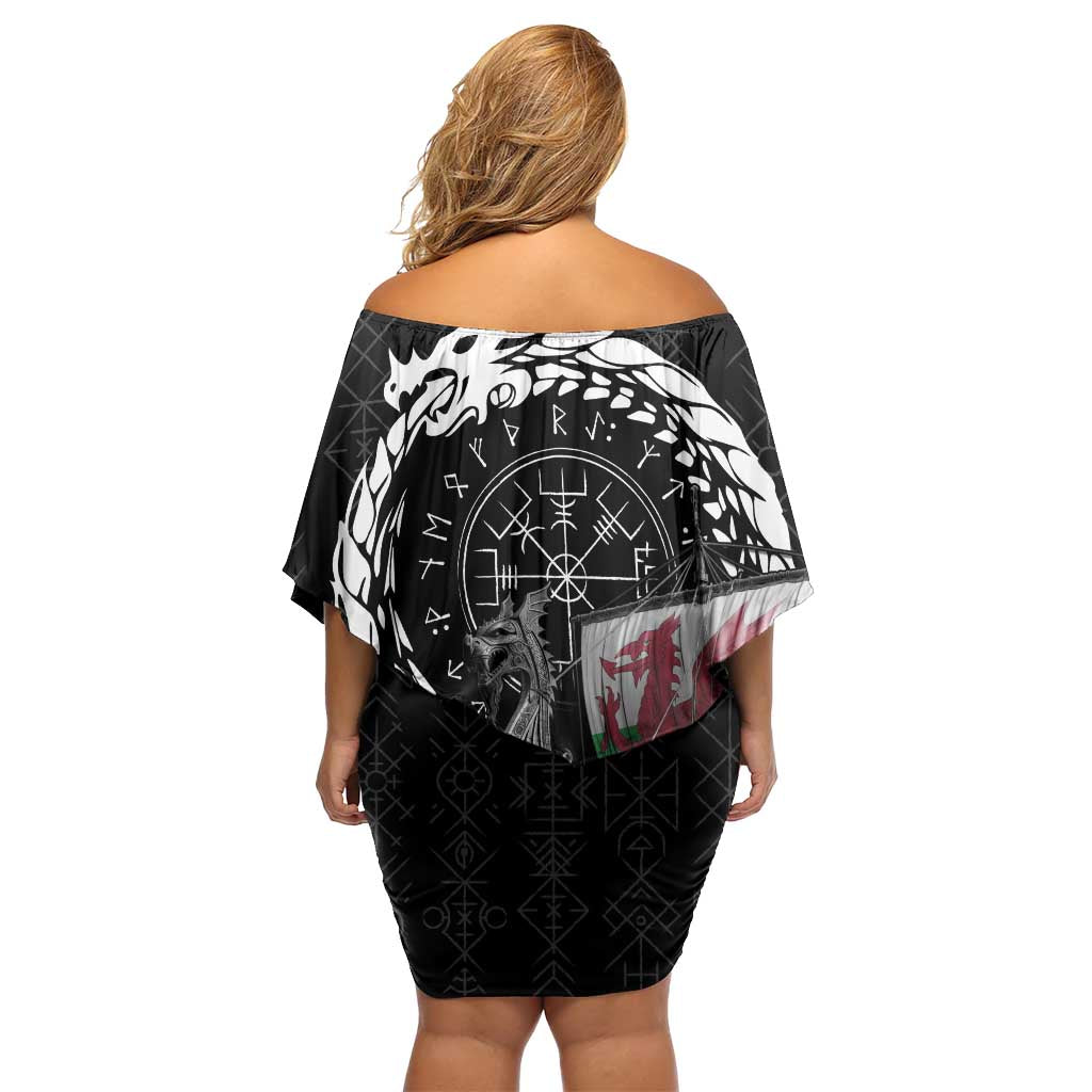 Wales Viking Drakkar Family Matching Off Shoulder Short Dress and Hawaiian Shirt Viking Blood - Wonder Print Shop