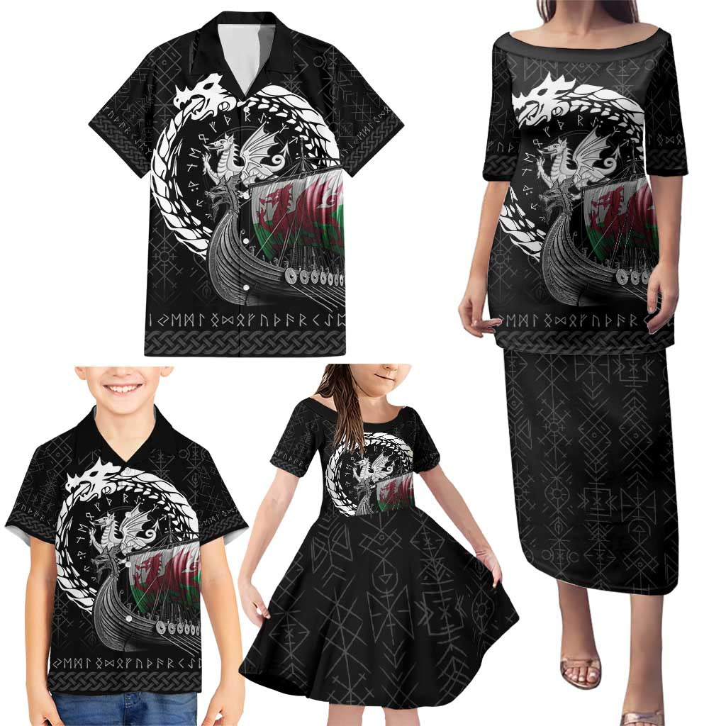 Wales Viking Drakkar Family Matching Puletasi and Hawaiian Shirt Viking Blood - Wonder Print Shop