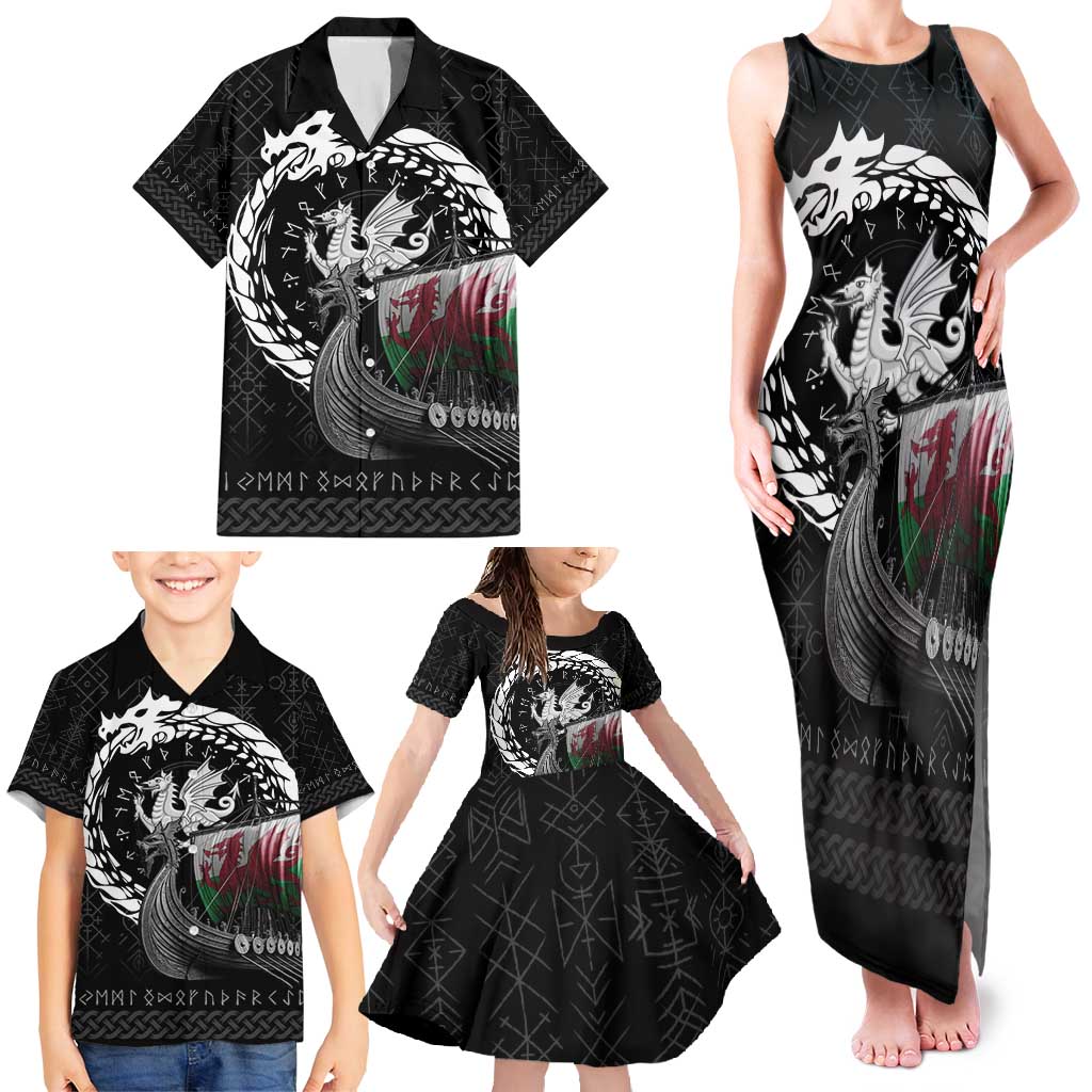 Wales Viking Drakkar Family Matching Tank Maxi Dress and Hawaiian Shirt Viking Blood - Wonder Print Shop