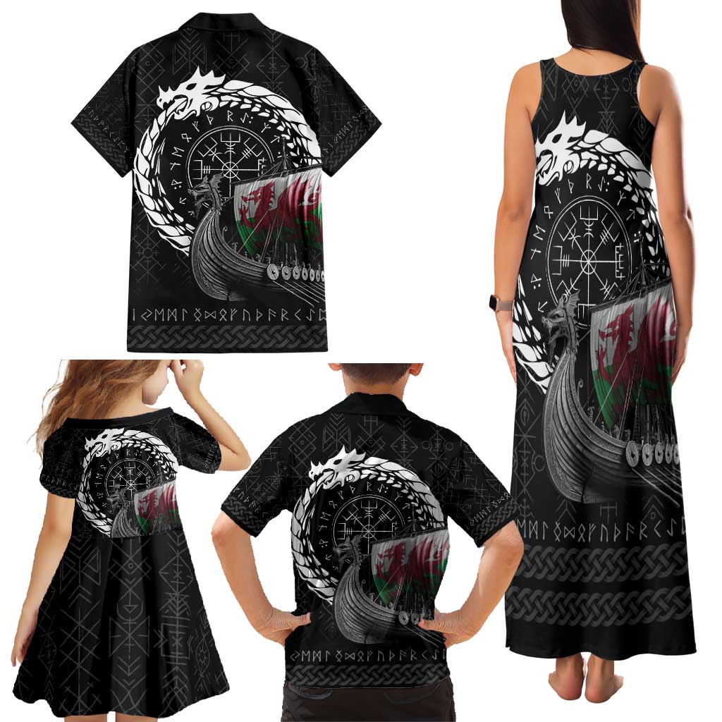 Wales Viking Drakkar Family Matching Tank Maxi Dress and Hawaiian Shirt Viking Blood - Wonder Print Shop