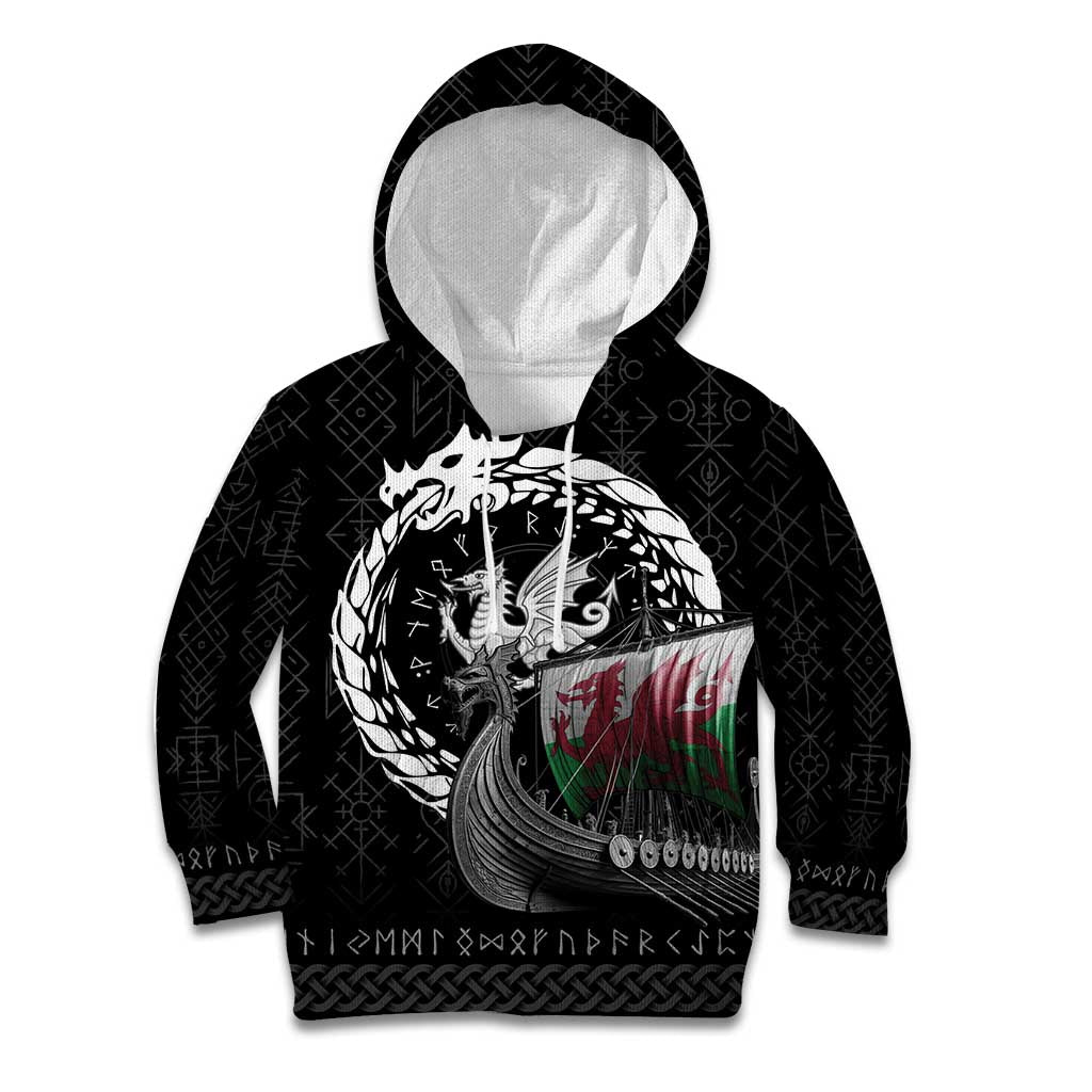 Wales Viking Drakkar Kid Hoodie Viking Blood - Wonder Print Shop