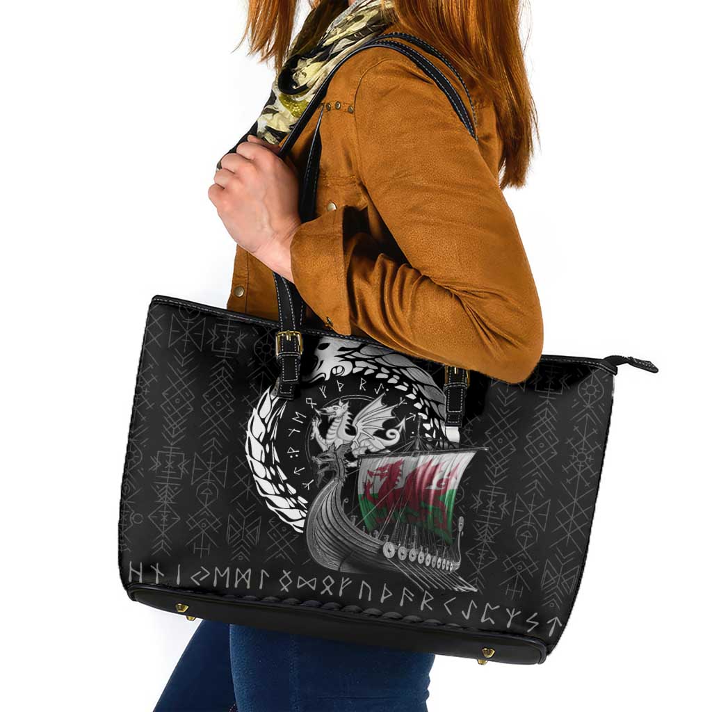 Wales Viking Drakkar Leather Tote Bag Viking Blood - Wonder Print Shop