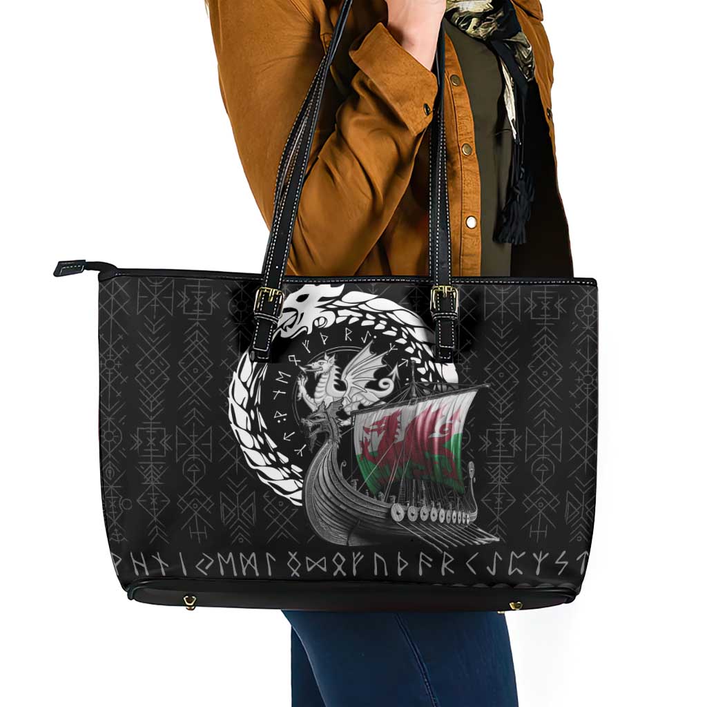 Wales Viking Drakkar Leather Tote Bag Viking Blood - Wonder Print Shop