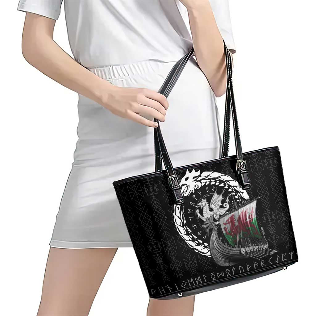 Wales Viking Drakkar Leather Tote Bag Viking Blood - Wonder Print Shop
