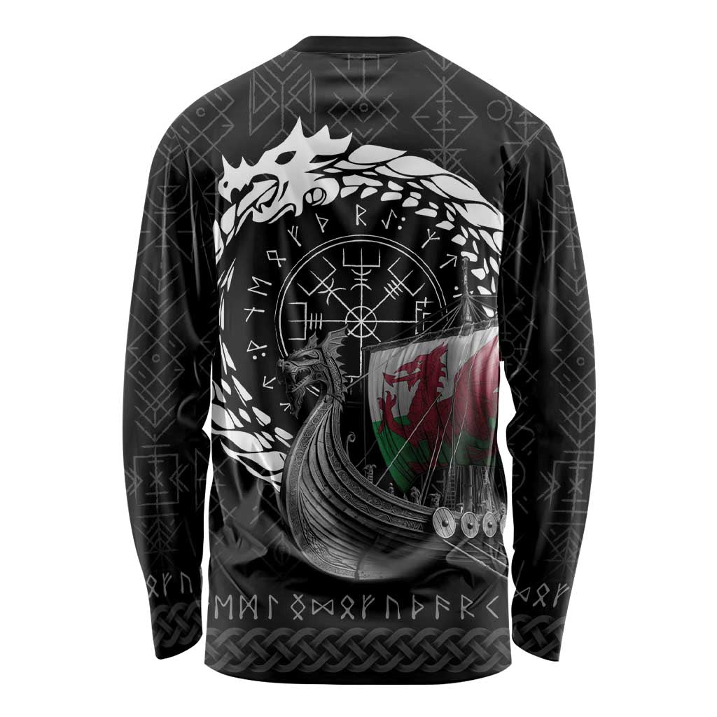 Wales Viking Drakkar Long Sleeve Shirt Viking Blood - Wonder Print Shop